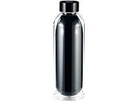 Cucina di Modena Design-Isolierflasche, 0,5 Liter, schwarz; Doppelwandige Glas-Teeflaschen mit Tee-Sieb 