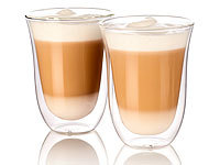 Cucina di Modena Lot de 2 verres à latte macchiato à double paroi; Espressokocher, Doppelwandige Becher-Gläser Espressokocher, Doppelwandige Becher-Gläser Espressokocher, Doppelwandige Becher-Gläser 