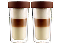 Cucina di Modena 2er-Set Isolierbecher "Coffee-to-go" aus Glas, für bis zu 250 ml; Doppelwandige Gläser Tee- & Kaffeetassen Doppelwandige Gläser Tee- & Kaffeetassen Doppelwandige Gläser Tee- & Kaffeetassen 