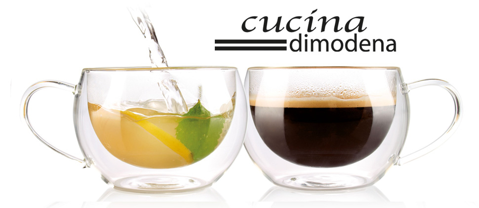 di Modena Doppelwandiges Kaffee Tee-Glas, Cucina 2er-Set &