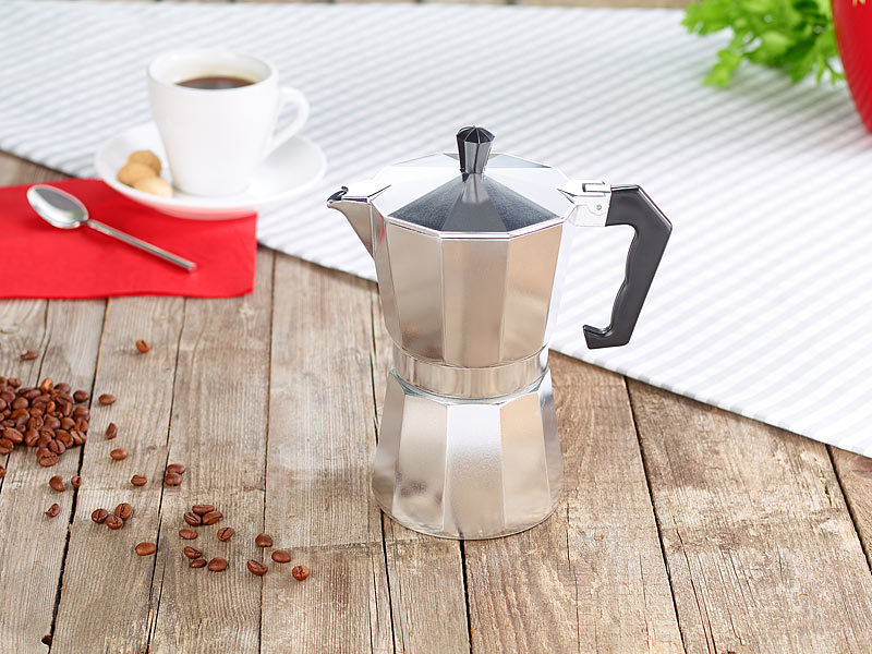 Cafetière Italienne Moka 4 Tasses En Inox - Pour Induction, Gaz, électrique, Espresso Maison, 200 Ml