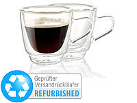 Cucina di Modena Doppelwandige Espresso-Tassen aus Glas, 2er-Set, Versandrückläufer; Espressokocher 