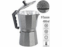 Cucina di Modena Espresso-Kocher in Hammerschlag-Optik, für 9 Tassen, 400 ml; Espressokocher für Induktion Espressokocher für Induktion Espressokocher für Induktion Espressokocher für Induktion 